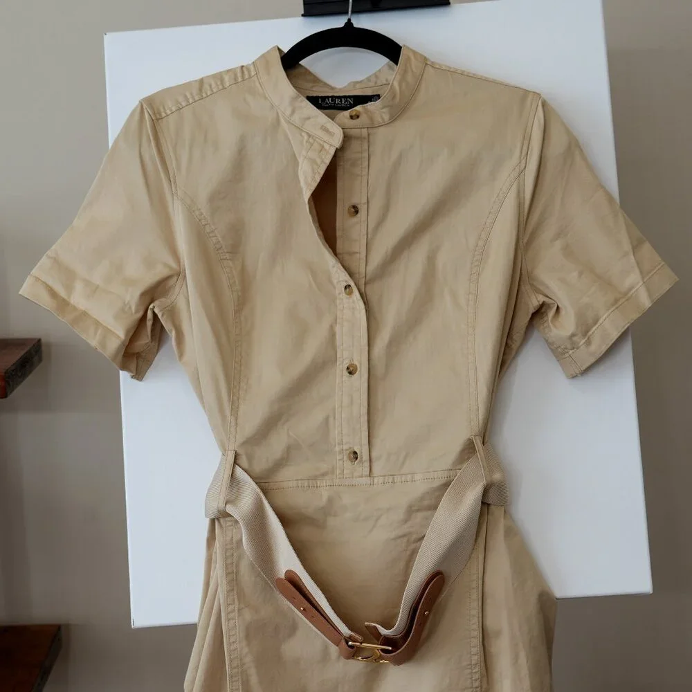 Lauren Ralph Lauren Belted Cotton Shirt Dress Size 6 - Picture 1 of 4